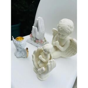 Bundle  of 3 White Angel and Praying Hands Figurines
